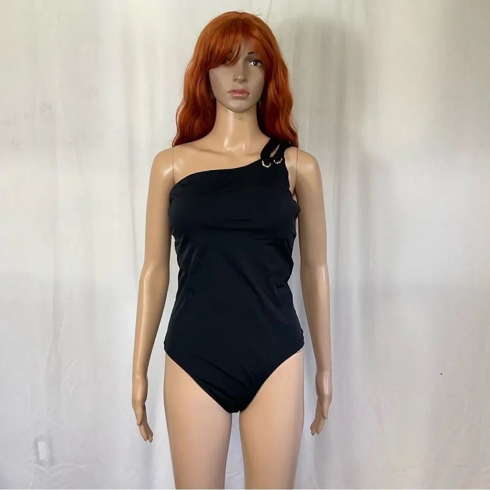 NEW SPANX Golden Touch black one shoulder one piece swimsuit 10 - Picture 3 of 13